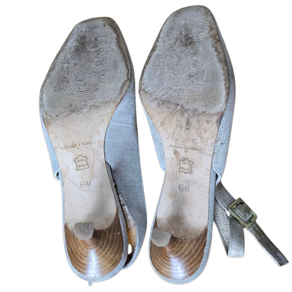 Y2k Donald J Pliner 6.5 Metallic Selma  Slingback Pump Horsebit kitten heel - Picture 9 of 9